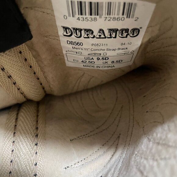 Mens Durango Concho Black Boot with removable ankle concho size 9.5 D - Picture 10 of 10